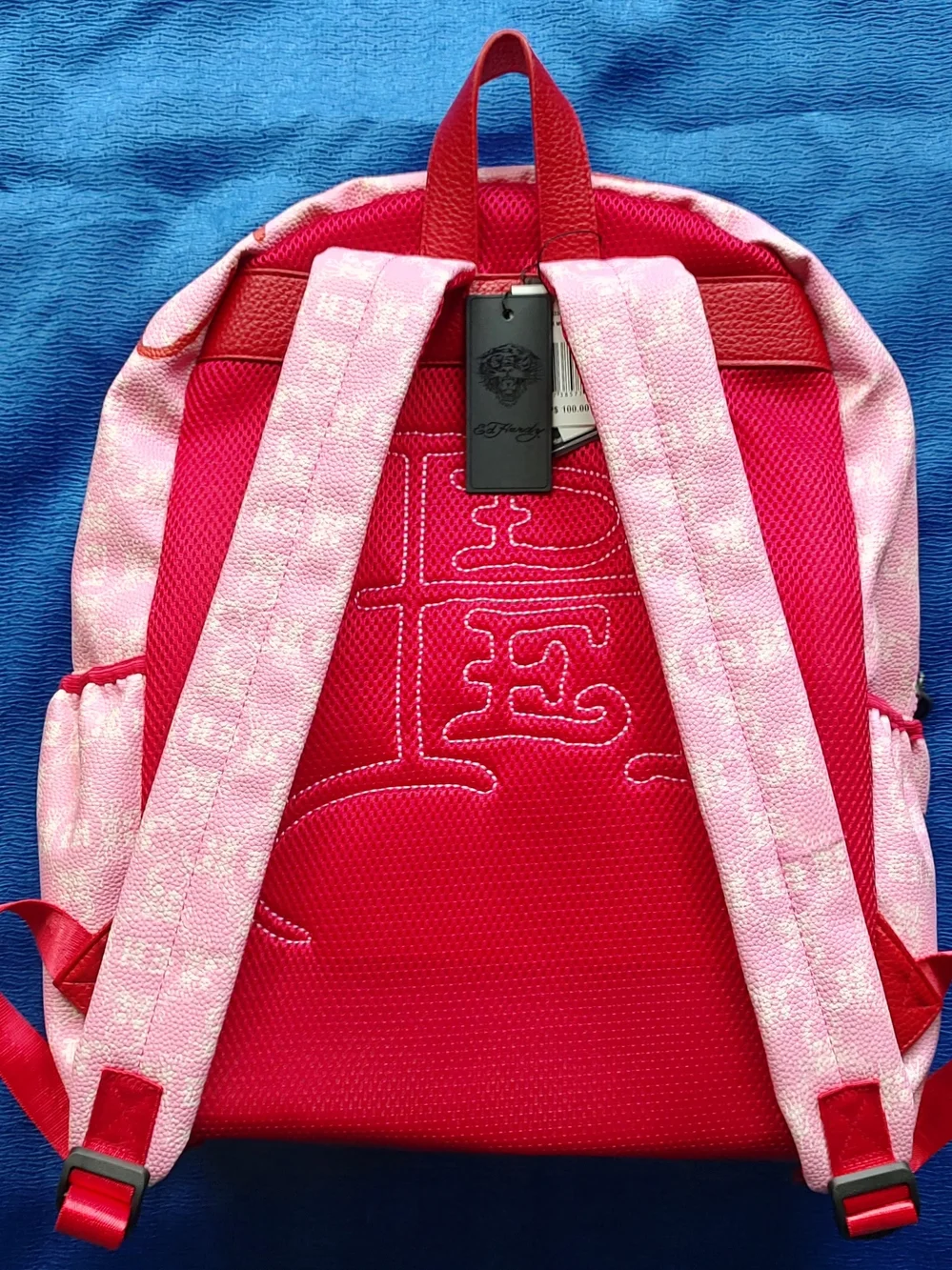 Ed Hardy Pink Faux Leather Leopard Tattoo Design Backpack New With Tags